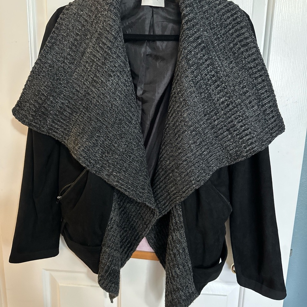 Lush Black and Gray Jacket with Shawl Collar